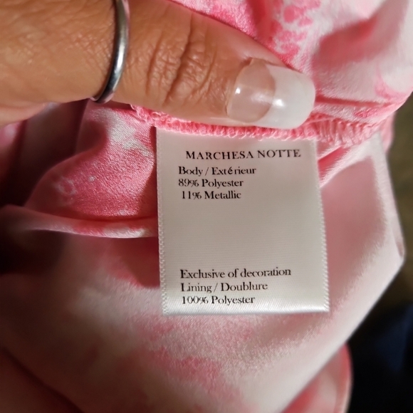 Marchesa Notte Womens Pink Gathered Metallic Fil Coupé Organza Mini Dress 4 - Picture 12 of 16